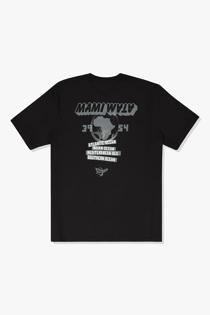 Back view of Mami Wata Tour Tee with 39/54 Africa graphic – African surf culture streetwear