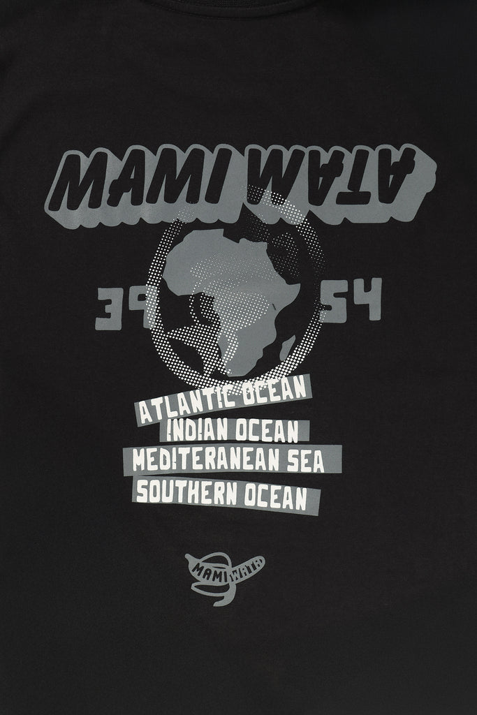 Mami Wata Tour Tee in black – 100% cotton African surf t-shirt