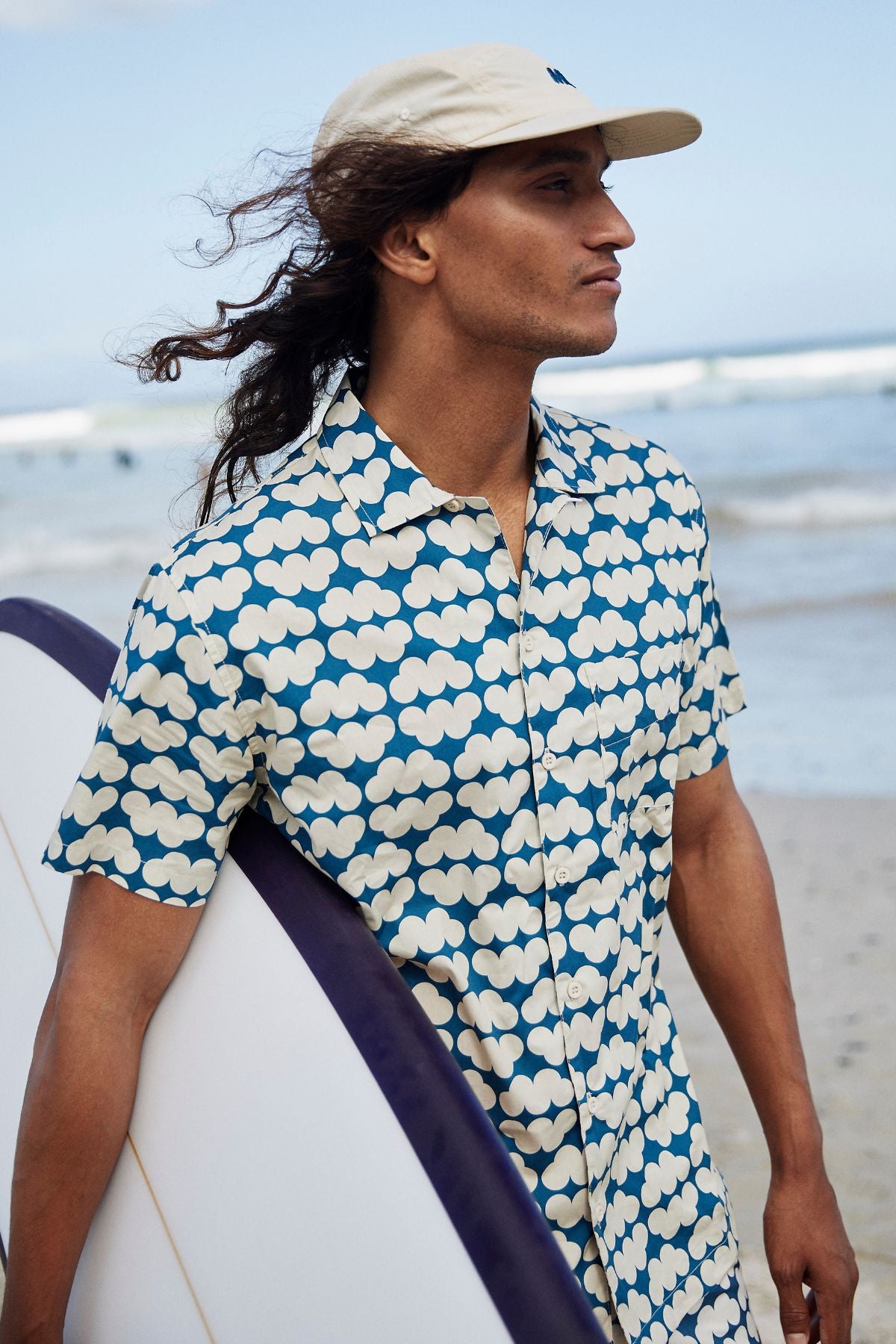 Mami Wata | MW Cloud Loose Fit Shirt Navy / Ecru | Mami Wata